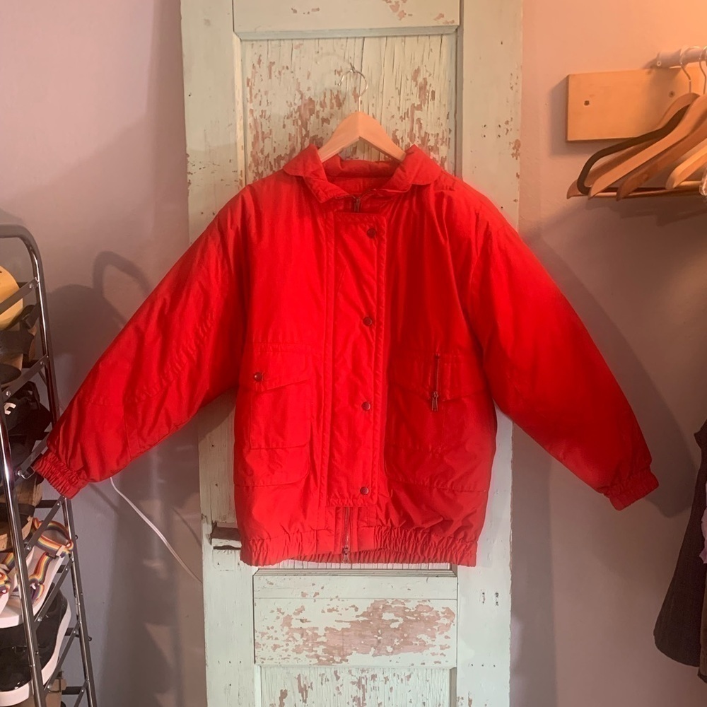 Women’s London Fog red puffer coat with removable lining